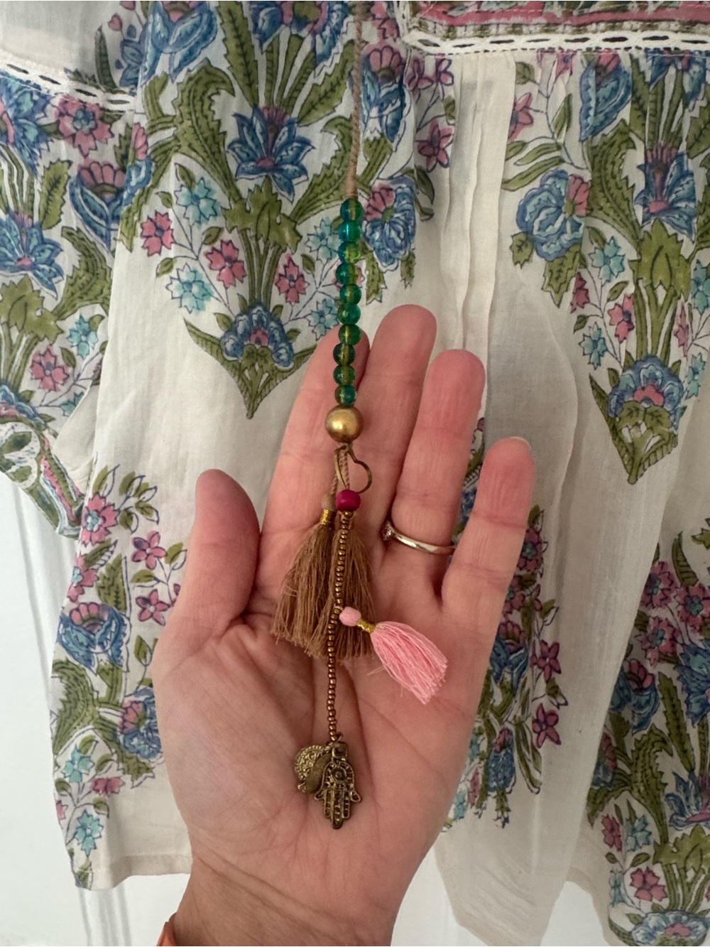 Bohemian Cream Floral Embroidered Tunic Top - Picture 2 of 3
